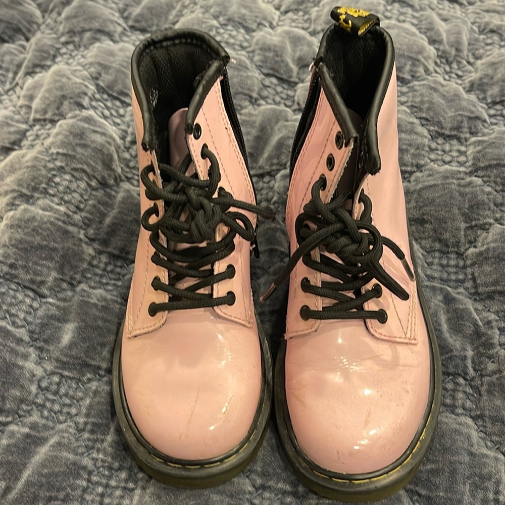 Dr Martens pink patent leather boots